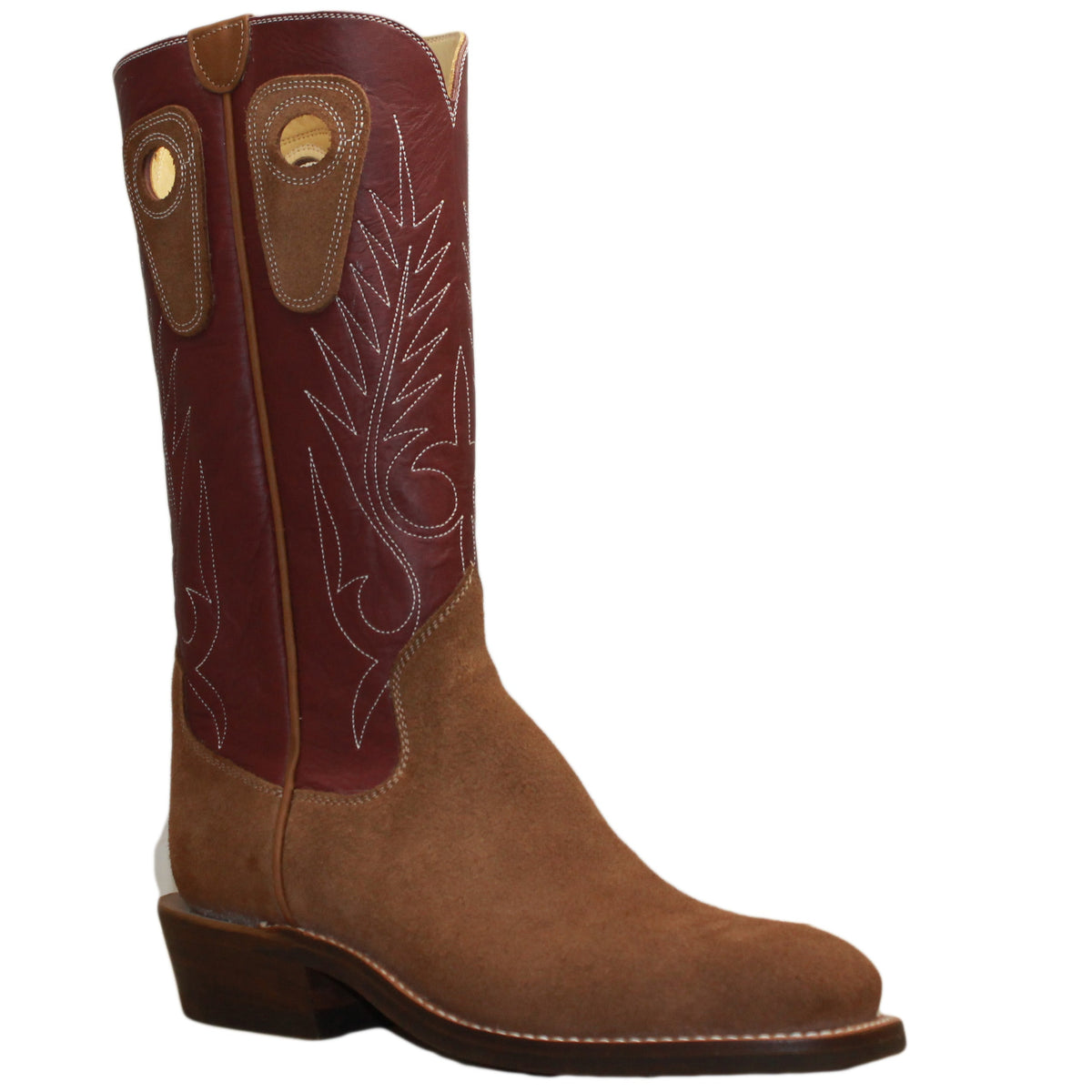14" Wine Upper w/ Beck Classic Stitching

Saddle Timberjack Rough Out Steer Vamp

Wide French Square Toe

Slightly Tapered Heel