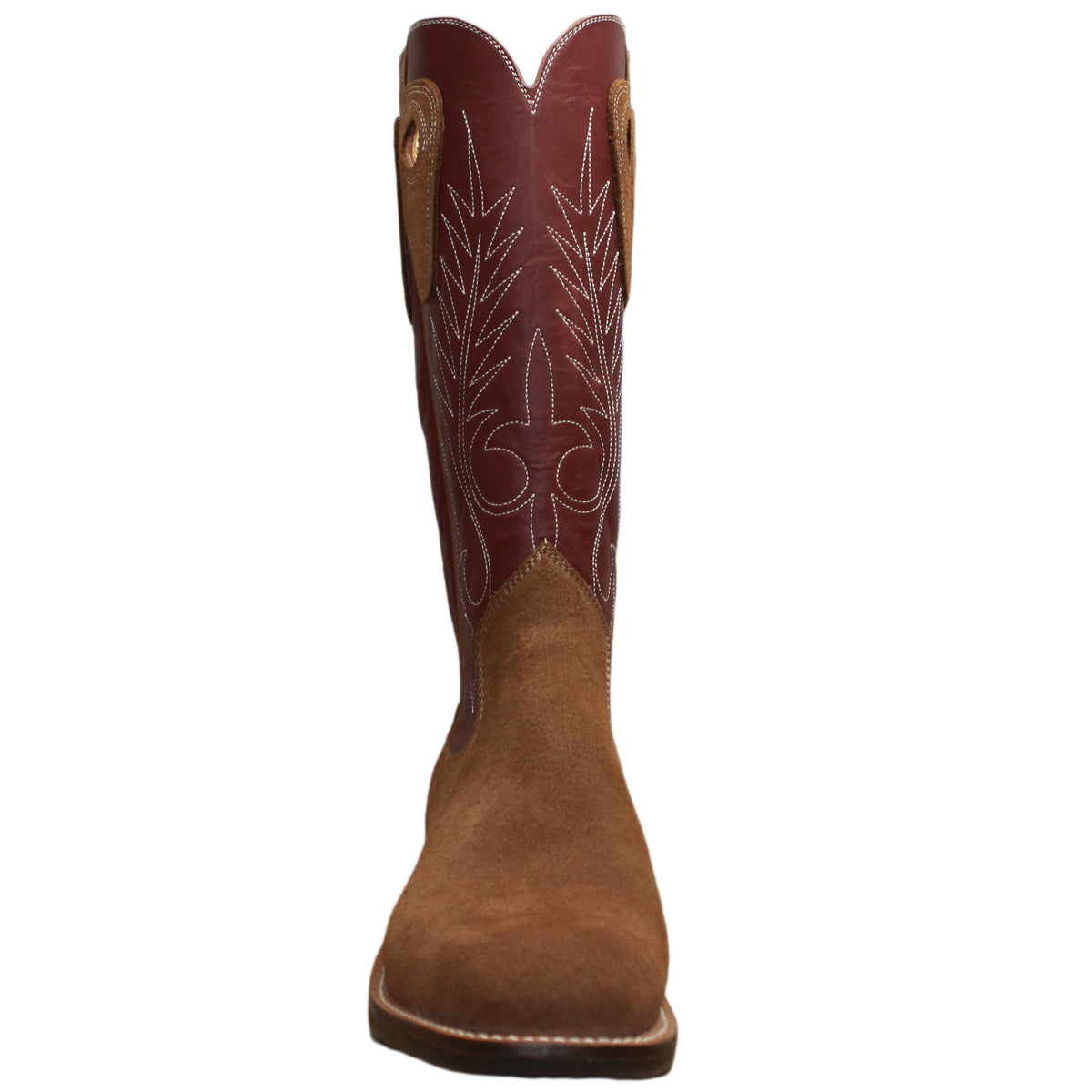 14" Wine Upper w/ Beck Classic Stitching

Saddle Timberjack Rough Out Steer Vamp

Wide French Square Toe

Slightly Tapered Heel