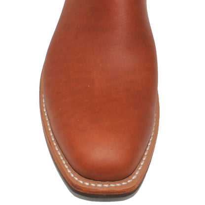14" Wine Upper w/ Beck Classic Stitching

Tan Timberjack Steer Vamp

Regular French Square Toe

Slightly Tapered Heel