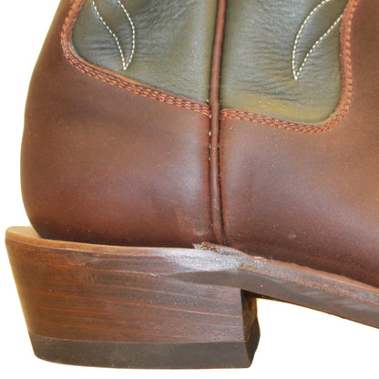 14" Forest Upper w/ Beck Classic Stitching

Brown Timberjack Steer Vamp

Wide French Square Toe

Slightly Tapered Heel