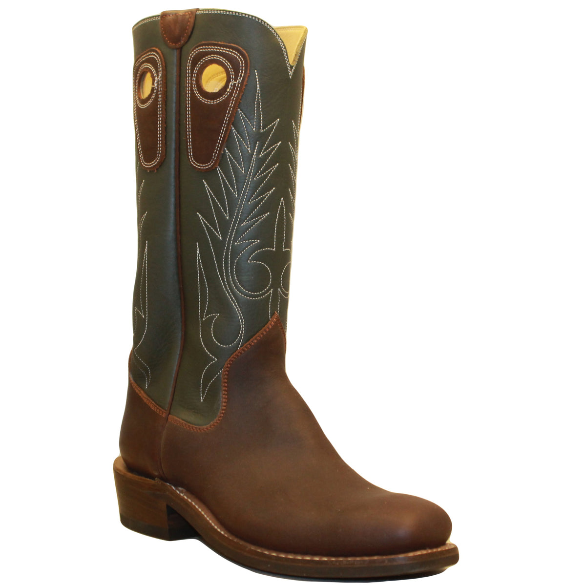 14" Forest Upper w/ Beck Classic Stitching

Brown Timberjack Steer Vamp

Wide French Square Toe

Slightly Tapered Heel