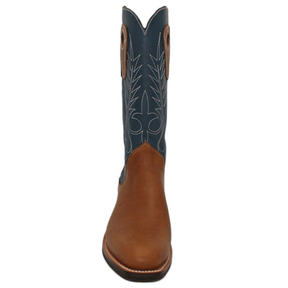 14" Blue Upper w/ Beck Classic Stitching

Saddle Timberjack Steer Vamp

Regular French Square Toe

Slightly Tapered Heel