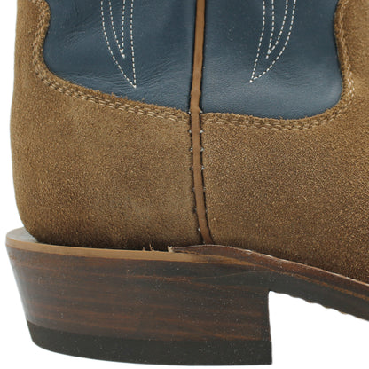 16" Blue Upper w/ Tulip Stitching

Saddle Timberjack Rough Out Steer Vamp

Wide French Square Toe

Slightly Tapered Heel