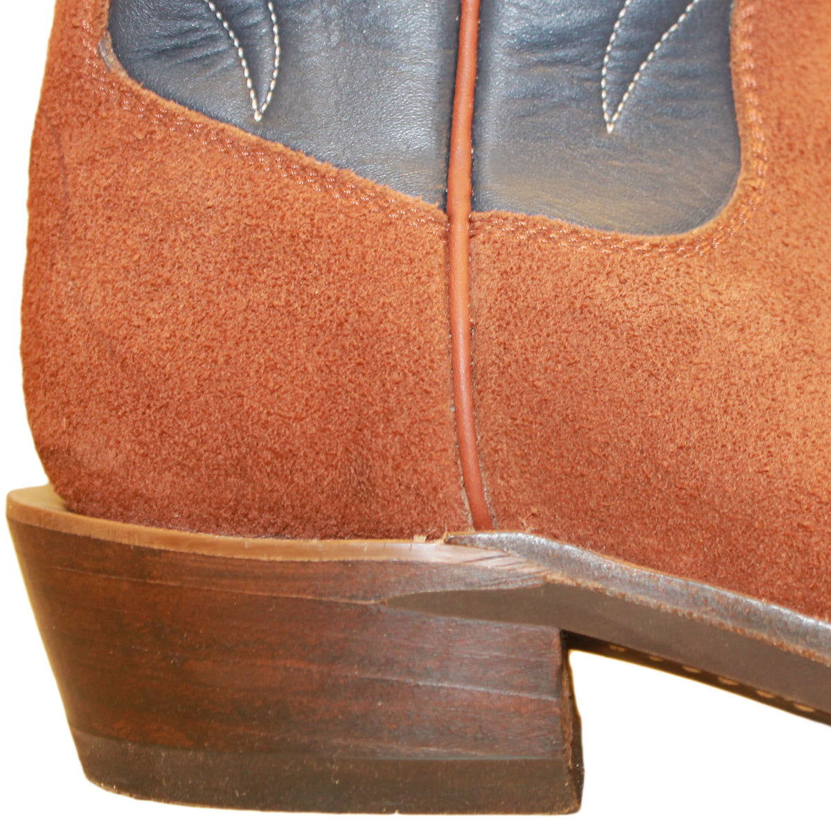 14" Blue Upper w/ Beck Classic Stitching

Tan Timberjack Rough Out Steer Vamp

Wide French Square Toe

Slightly Tapered Heel