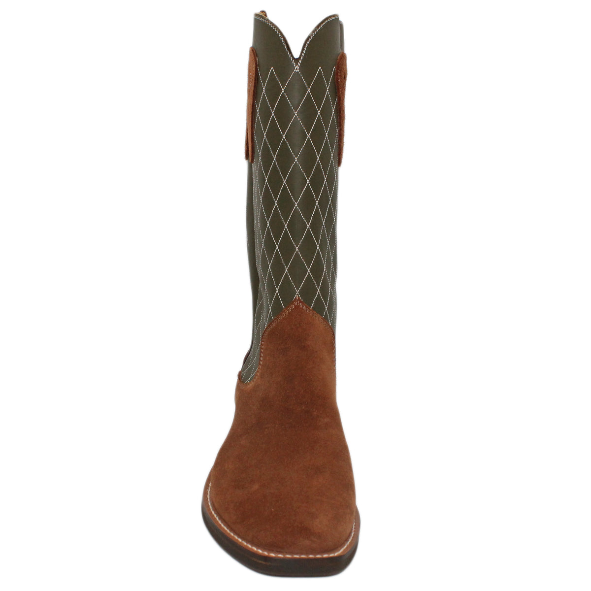 14" Forest Upper w/ Diamond Stitching

Brown Timberjack Rough Out Steer Vamp

Regular Forties Square Toe

Slightly Tapered Heel