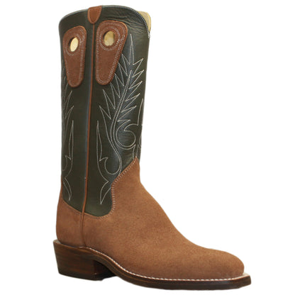14" Forest upper w/ Beck Classic Stitching

Saddle Timberjack Rough Out Steer Vamp

Wide French Square Toe

Slightly Tapered Heel