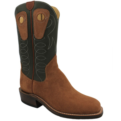 12" Forest Upper w/ Loops Stitching

Tan Timberjack Rough Out Steer Vamp

Wide French Square Toe

Slightly Tapered Heel