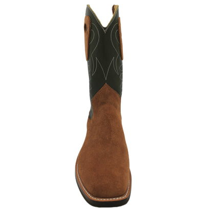 12" Forest Upper w/ Loops Stitching

Tan Timberjack Rough Out Steer Vamp

Wide French Square Toe

Slightly Tapered Heel