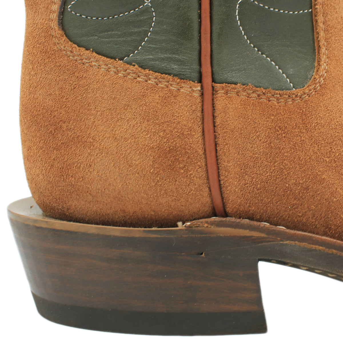 12" Forest Upper w/ Loops Stitching

Tan Timberjack Rough Out Steer Vamp

Wide French Square Toe

Slightly Tapered Heel