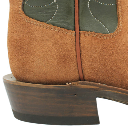 12" Forest Upper w/ Loops Stitching

Tan Timberjack Rough Out Steer Vamp

Wide French Square Toe

Slightly Tapered Heel