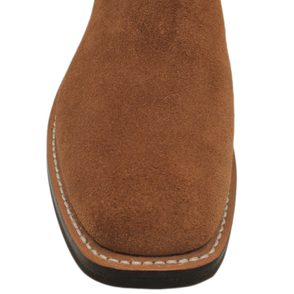 12" Forest Upper w/ Loops Stitching

Tan Timberjack Rough Out Steer Vamp

Wide French Square Toe

Slightly Tapered Heel