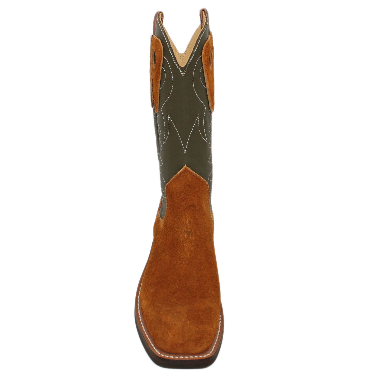 12" Forest Upper w/ Loops Stitching

Tobacco Rough Out Steer Vamp

Wide French Square Toe

Slightly Tapered Heel