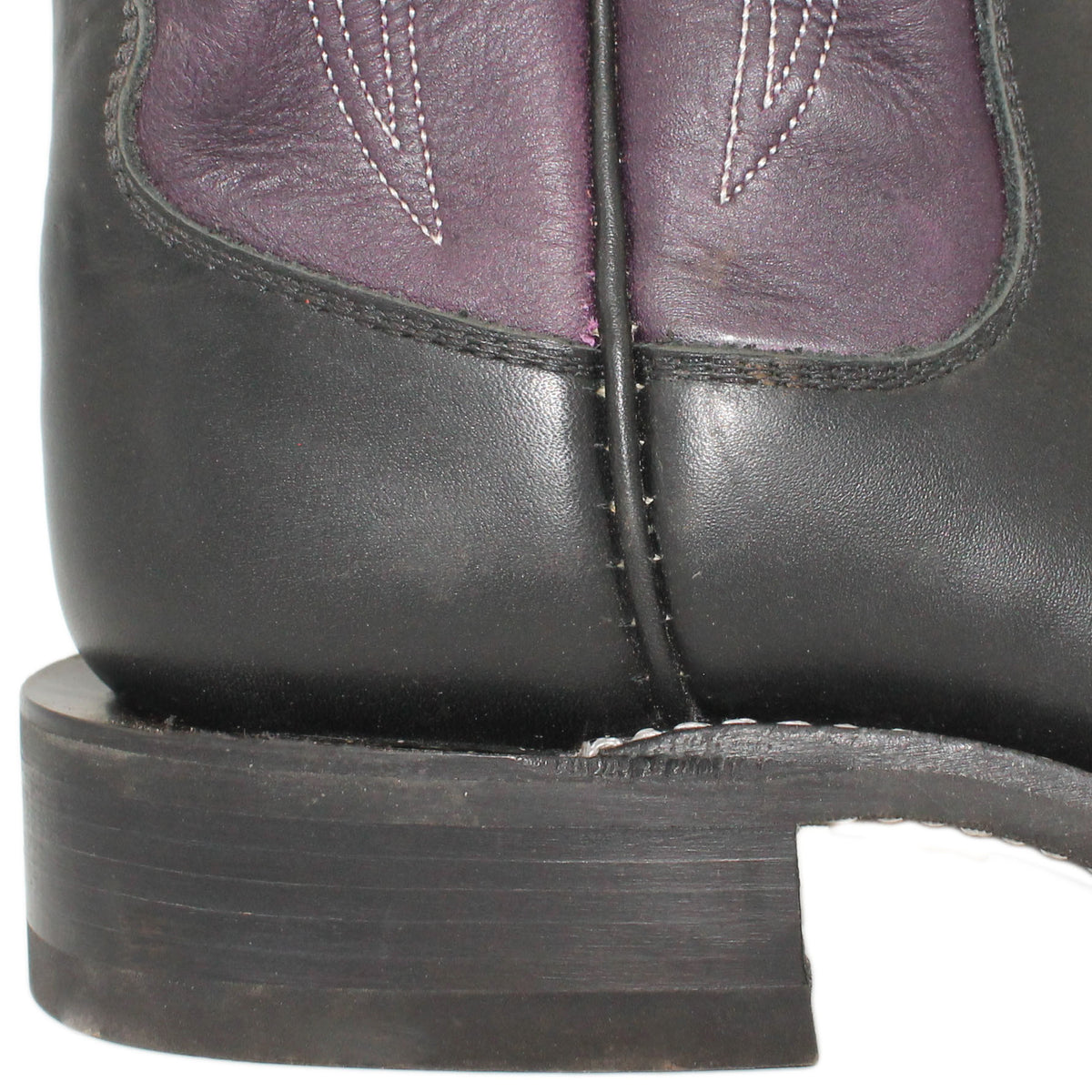 16" Purple Upper w/ Tulip Stitching

Black Steer Vamp

Wide French Square Toe

Block Heel