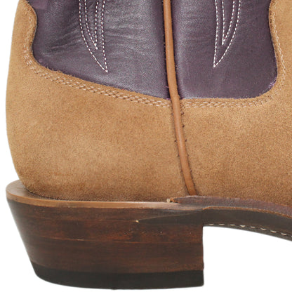 16" Purple Upper w/ Tulip Stitching

Saddle Timberjack Rough Out Steer Vamp

Regular French Square Toe

Slightly Tapered Heel