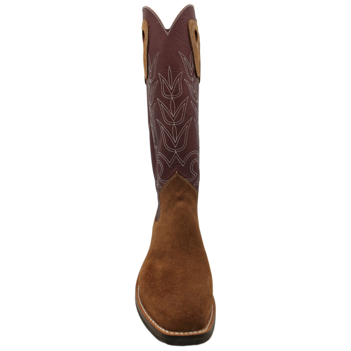 16" Wine Uppers w/ Tulip Stitching

Brown Timberjack Rough Out Steer Vamp

Regular French Square Toe

Slightly Tapered Heel