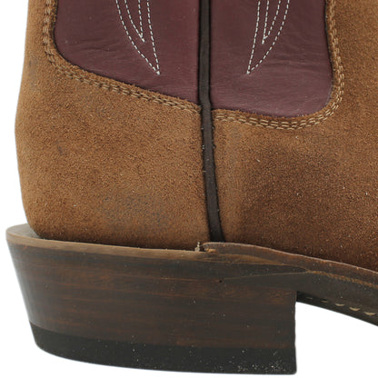 16" Wine Uppers w/ Tulip Stitching

Brown Timberjack Rough Out Steer Vamp

Regular French Square Toe

Slightly Tapered Heel