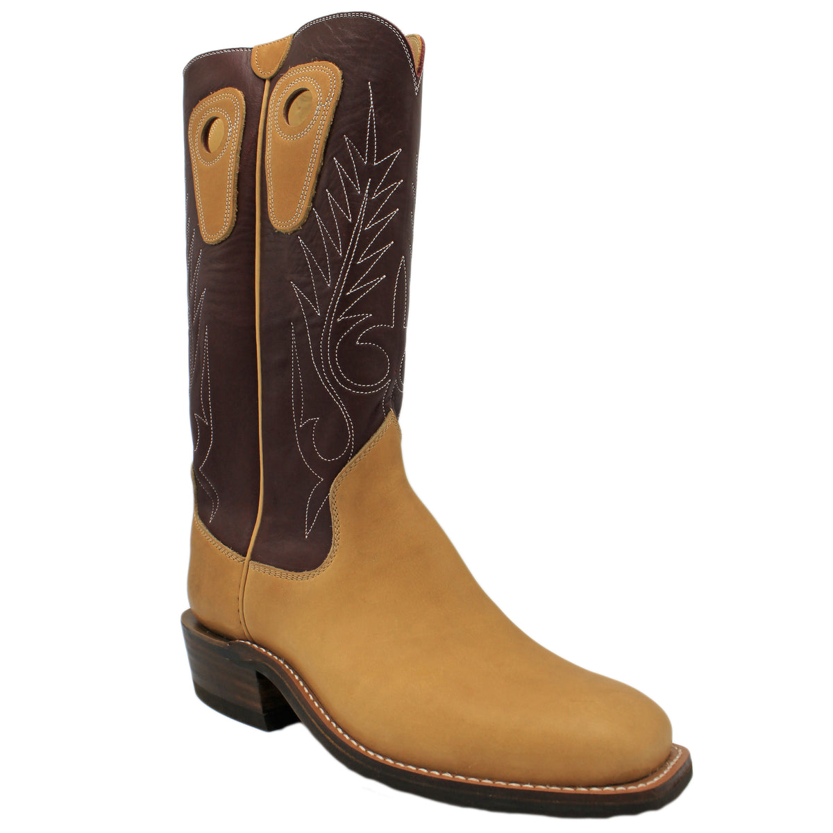 14" Wine Upper w/ Beck Classic Stitching

Buckskin Steer Vamp

Wide French Square Toe

Slightly Tapered Heel
