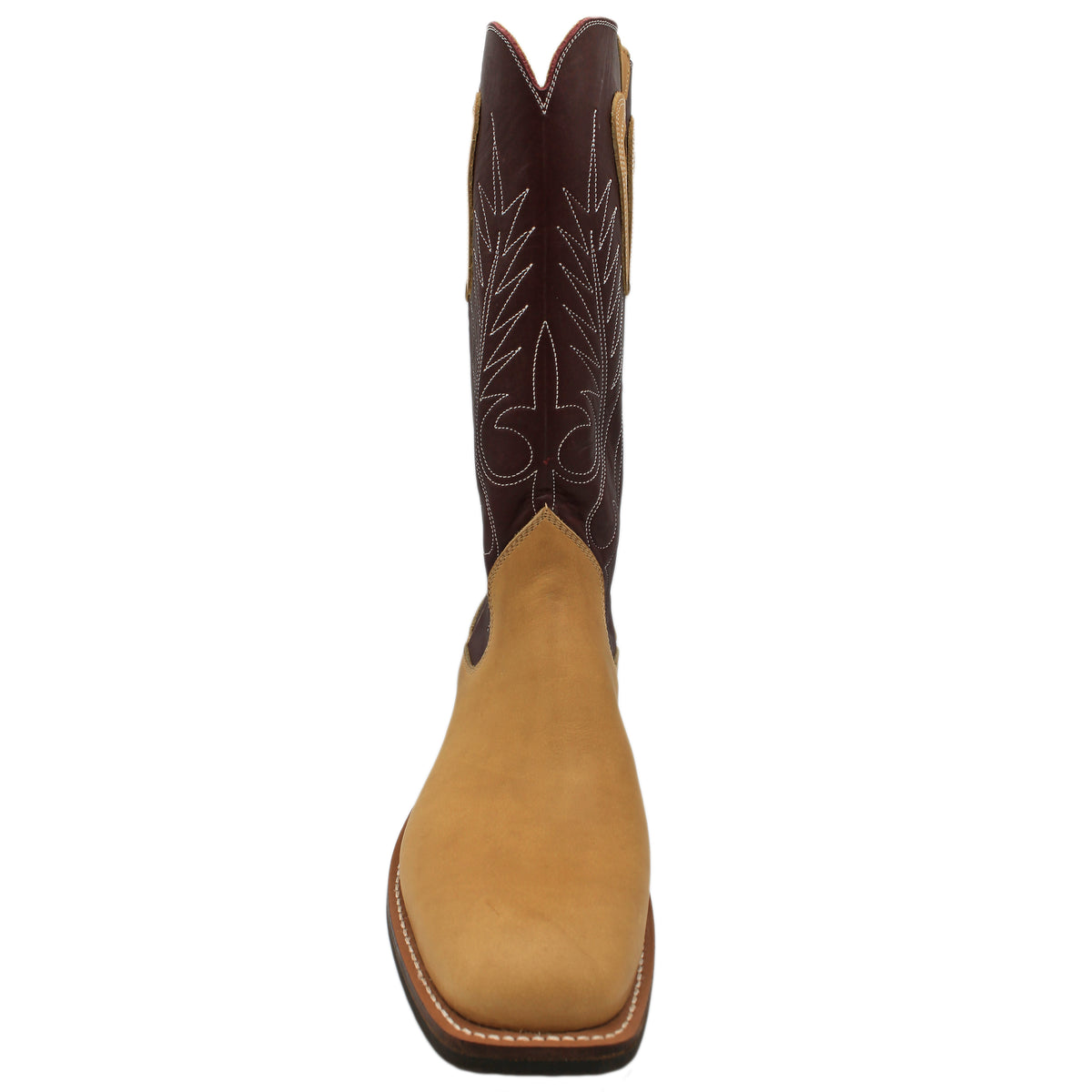 14" Wine Upper w/& Beck Classic Stitching

Buckskin Steer Vamp

Wide French Square Toe

Slightly Tapered Heel