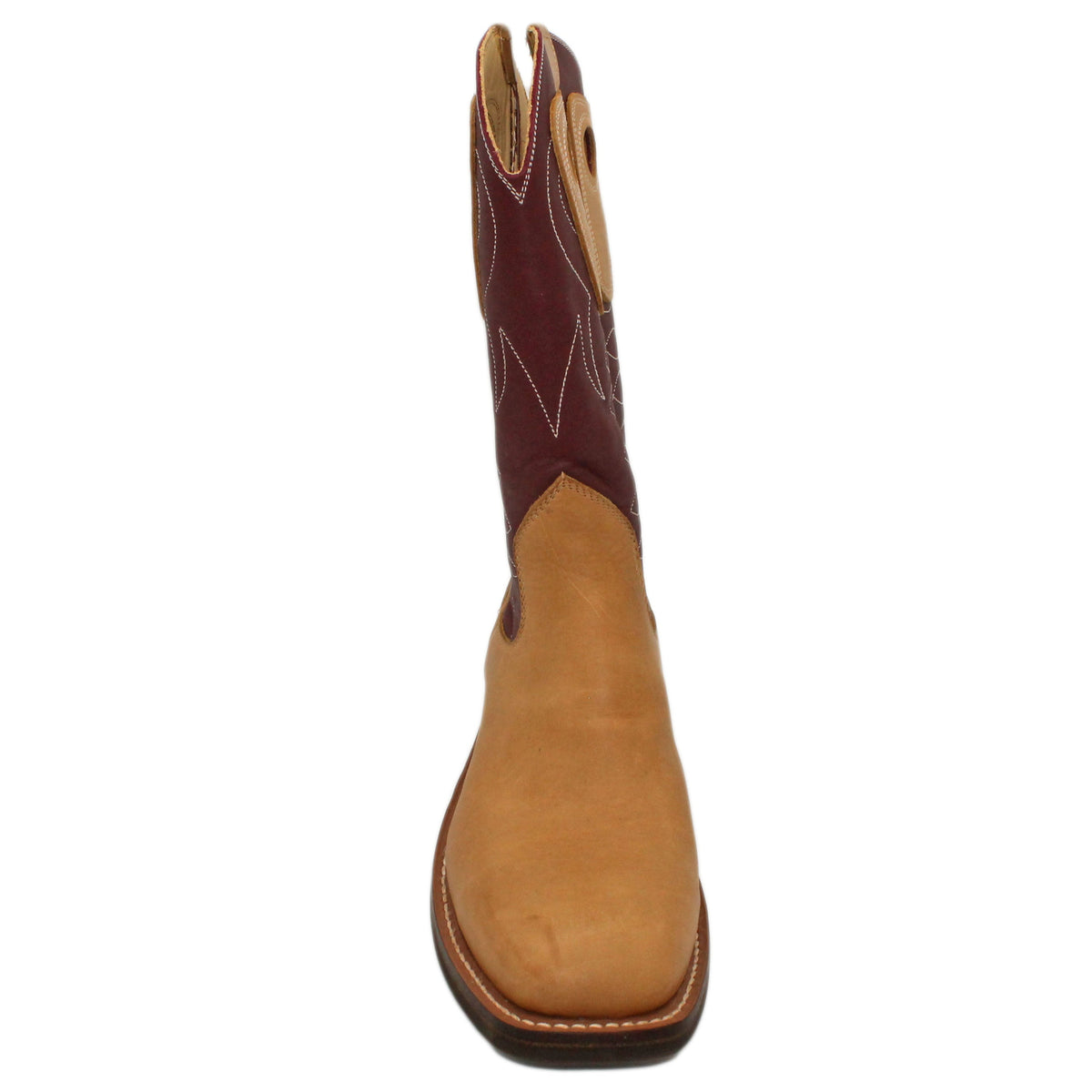12" Wine Upper w/ Loops Stitching

Buckskin Steer Vamp

Wide French Square Toe

Block Heel