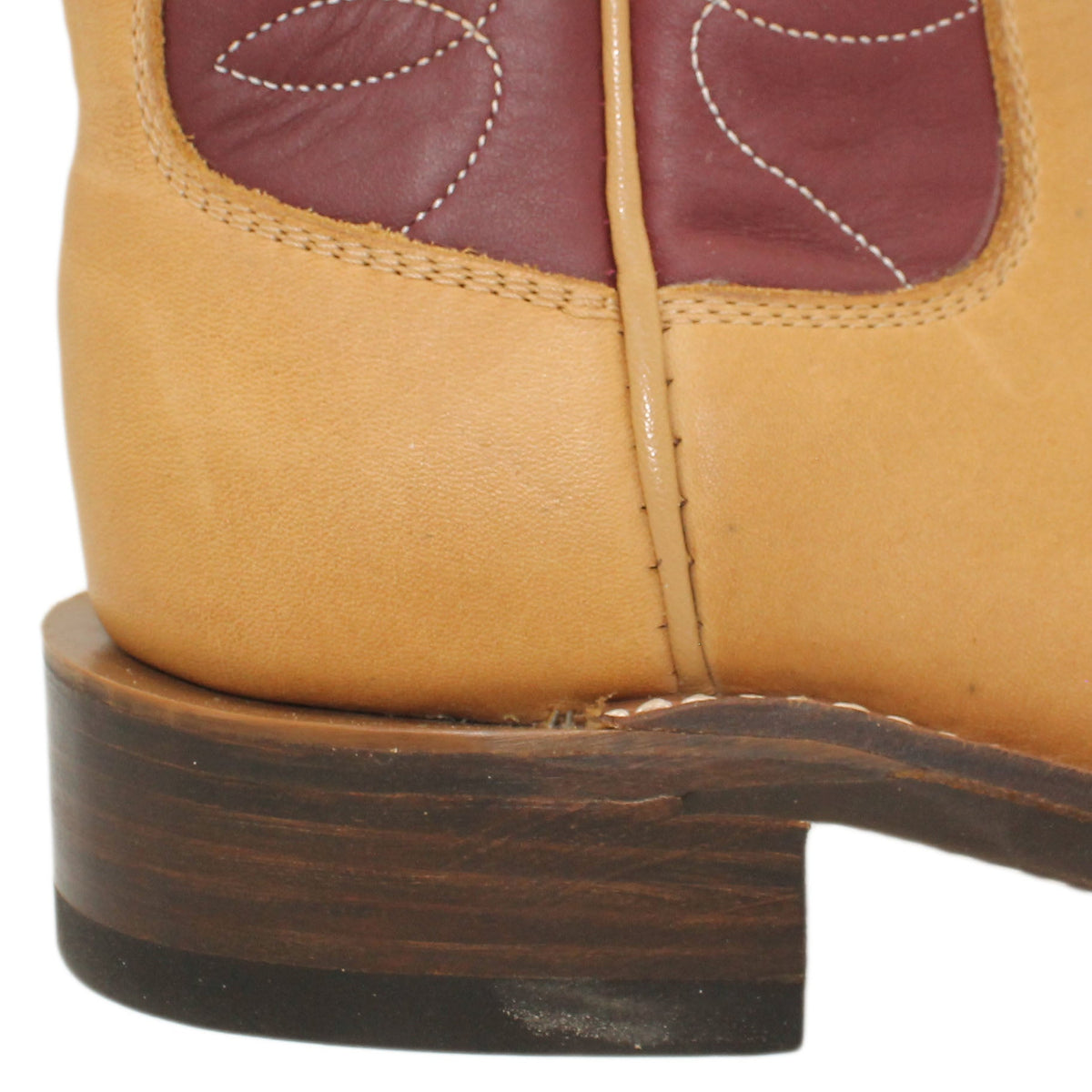 12" Wine Upper w/ Loops Stitching

Buckskin Steer Vamp

Wide French Square Toe

Block Heel