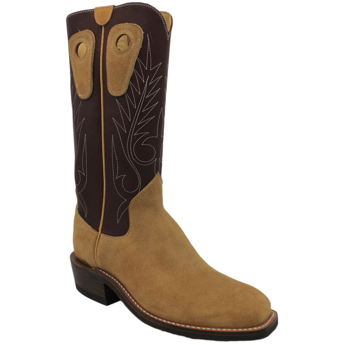14" Wine Upper w/ Beck Classic Stitching

Buckskin Rough Out Steer Vamp

Wide French Square Toe

Slightly Tapered Heel