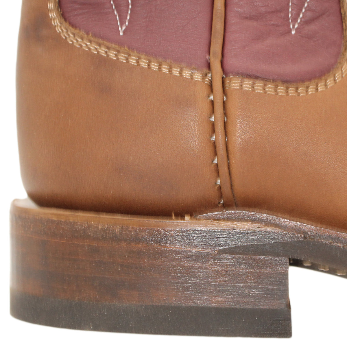 14" Wine Upper w/ Beck Classic Stitching

Saddle Timberjack Steer Vamp

Wide French Square Toe

Block Heel