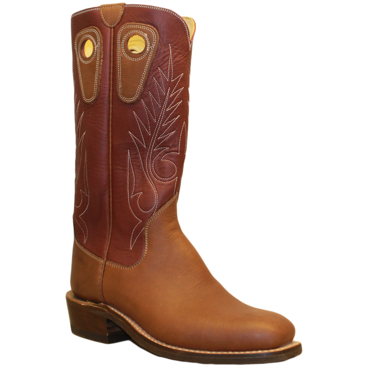 14" Wine Upper w/ Beck Classic Stitching

Saddle Timberjack Steer Vamp

Wide French Square Toe

Slightly Tapered Heel