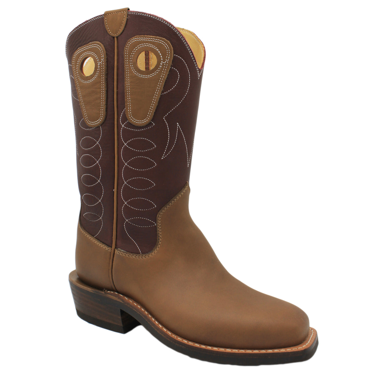 12" Wine Upper w/ Loops Stitching

Saddle Timberjack Steer Vamp

Wide French Square Toe

Slightly Tapered Heel