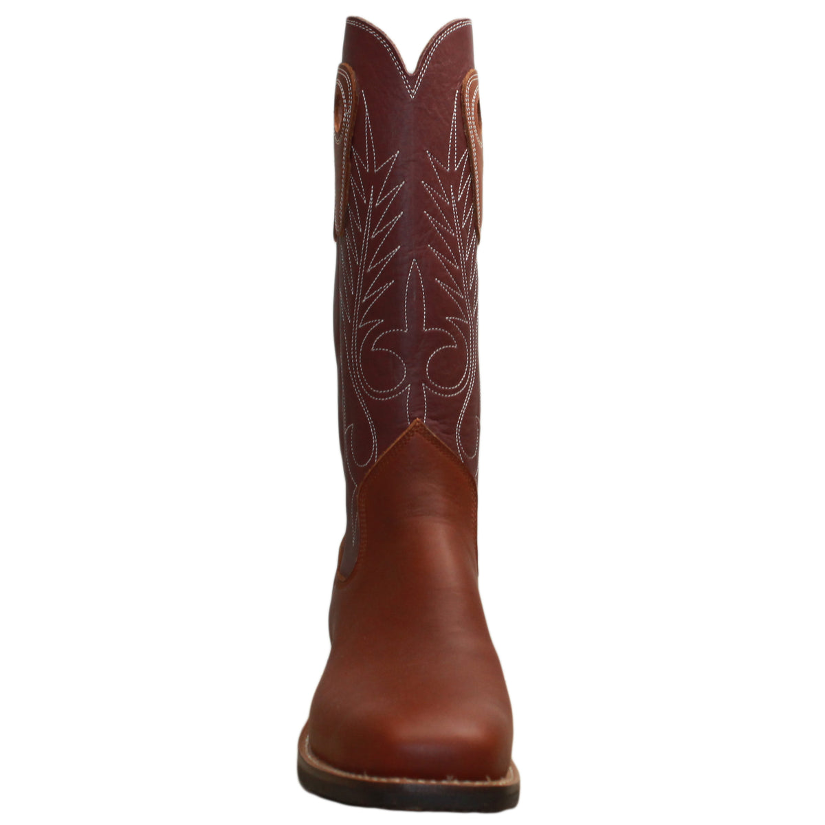 14" Wine Upper w/ Beck Classic Stitching

Tan Timberjack Steer Vamp

Wide French Square Toe

Slightly Tapered Heel