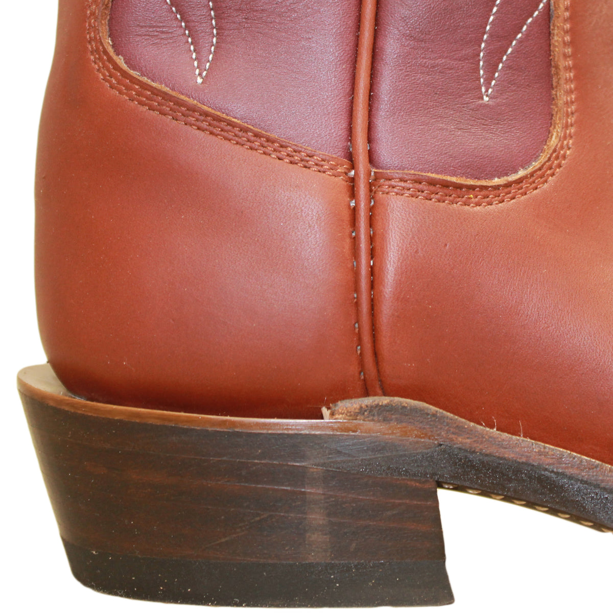 14" Wine Upper w/ Beck Classic Stitching

Tan Timberjack Steer Vamp

Wide French Square Toe

Slightly Tapered Heel