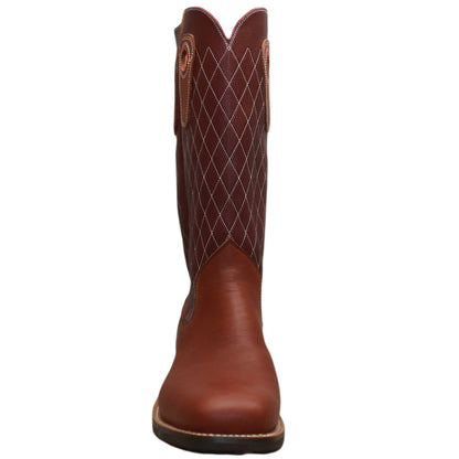 14" Wine upper w/ Diamond Stitching

Tan Timberjack Steer Vamp

Wide French Square Toe

Slightly Tapered Heel