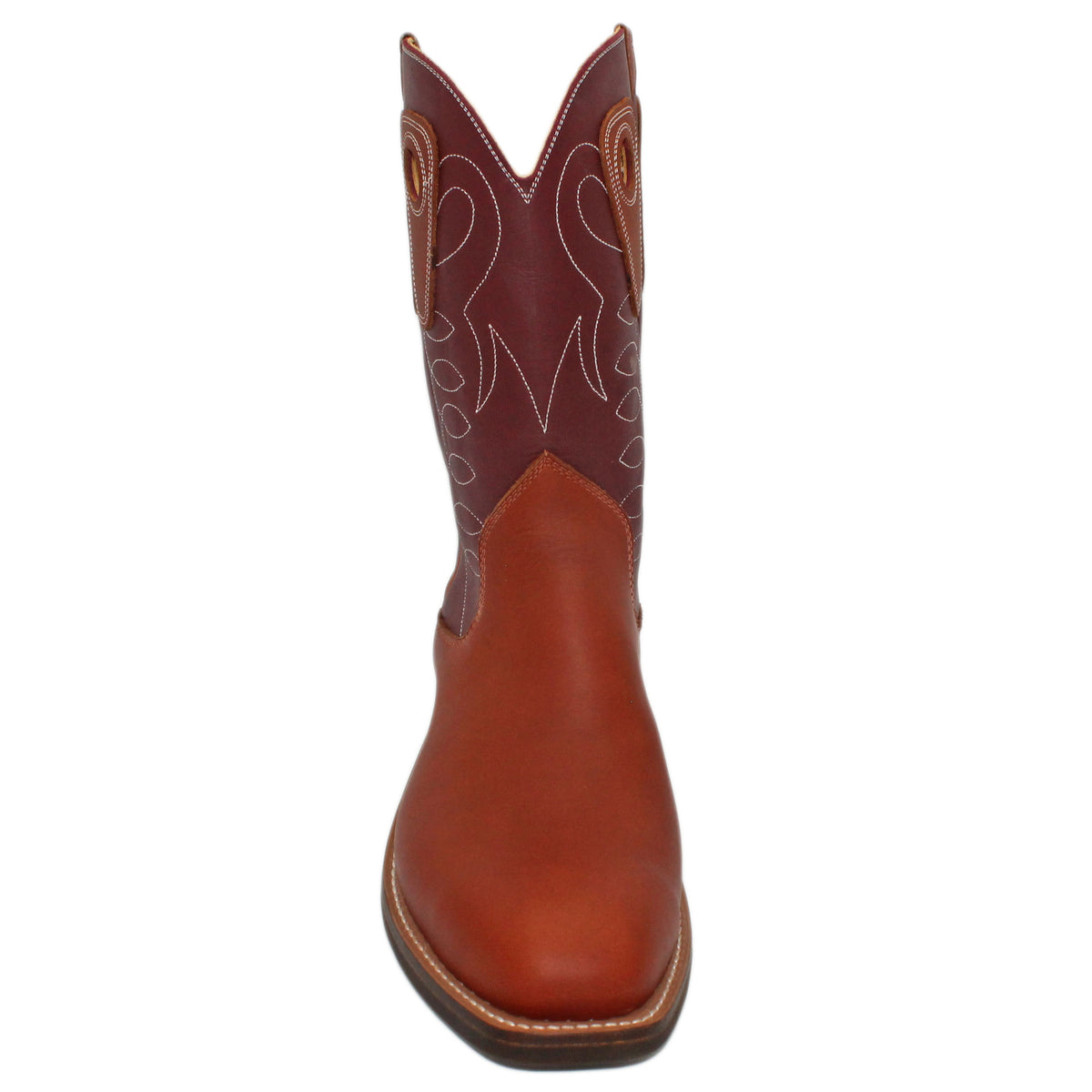12" Wine Upper w/ Loops Stitching

Tan Timberjack Steer Vamp

Regular French Square Toe

Slightly Tapered Heel