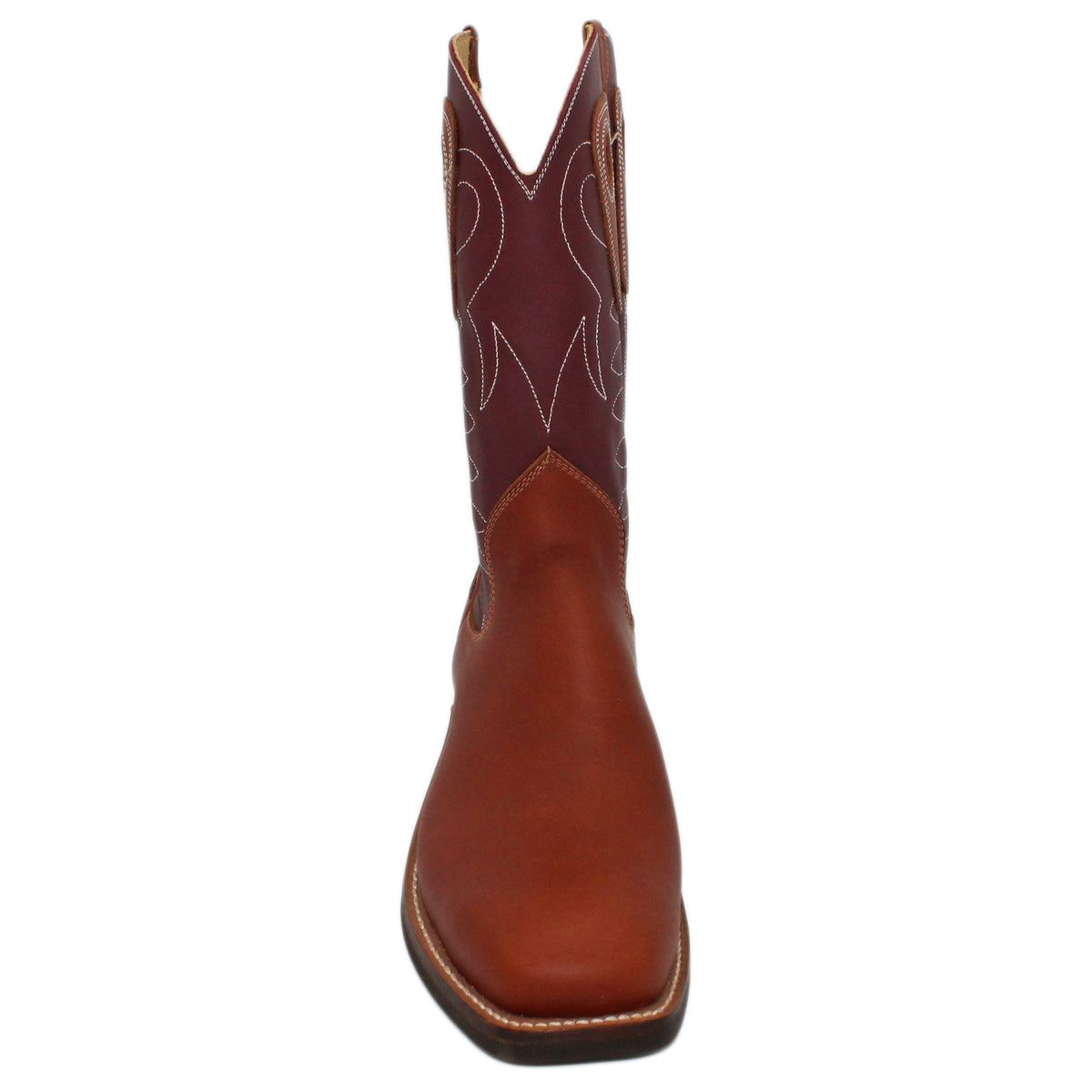 12" Wine Upper w/ Loops Stitching

Tan Timberjack Steer Vamp

Wide French Square Toe

Slightly Tapered Heel
